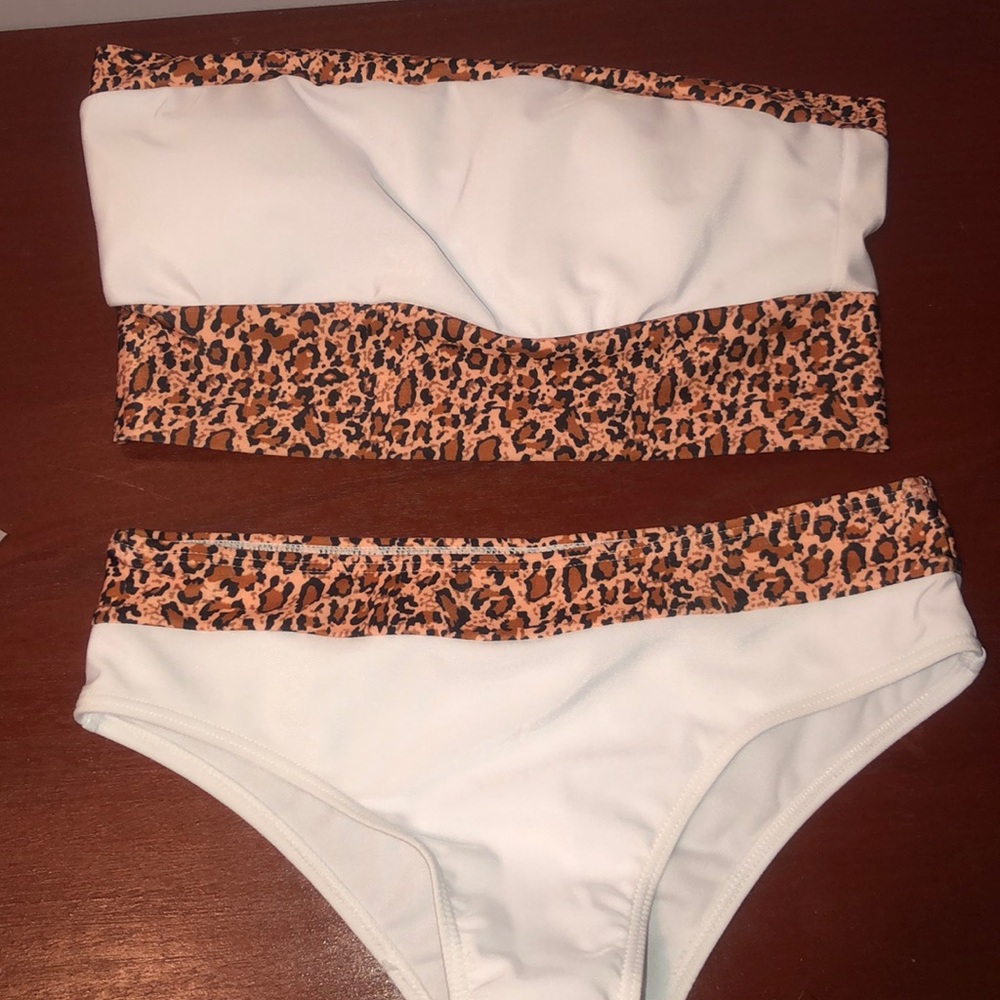 White and cheetah print bikini